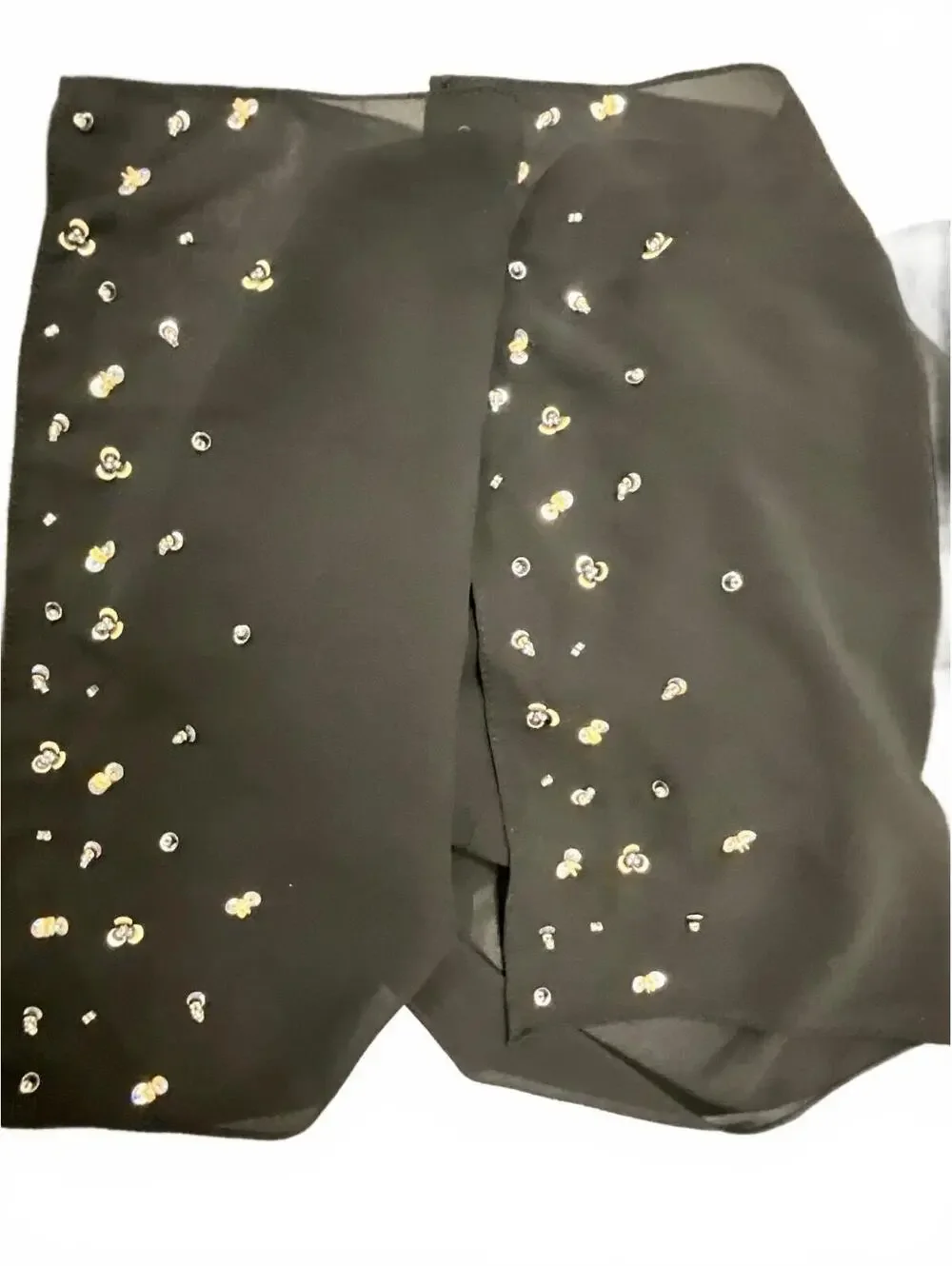 Black Chiffon Scarf Evening Wrap Beaded